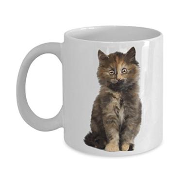 Imagem de Caneca de gato Tortie – Não – Caneca de café de cacau quente – ideia de de Natal
