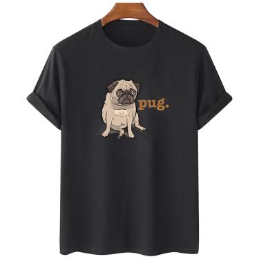 Imagem de Camiseta feminina algodao Cachorro Raça Pug Sentado