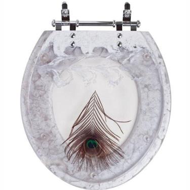 Imagem de Assento Sanitario Poliester Decorado Pena de Pavao Ravena para vaso Deca