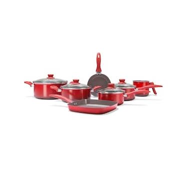 Imagem de Conjunto de Panelas Brinox Ceramic Life 2.0 com Revestimento Antiaderente Cerâmico Vermelho – 7 Peças