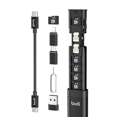Imagem de BUDI Cabo de dados multifuncional 9 em 1 com leitor de cartão USB tipo C, adaptador de leitor de cartão de memória micro SD de alta velocidade, adequado para câmeras de celular e computadores (leitor