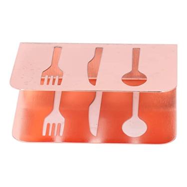 Imagem de Suporte de Guardanapo, Faca Garfo Recorte Padrão Elegante Design Curvo Suporte de Toalha de Papel para Bares para Restaurantes para Cafés (Rosa ouro)