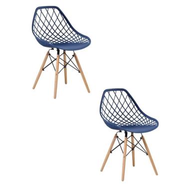 Imagem de Kit 2 Cadeiras para Sala de Jantar Veneza Azul Marinho