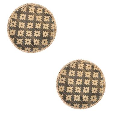 Imagem de Gadpiparty 2 Unidades Cesta de Bambu arte de parede tecida cestas de parede plana bandeja de legumes decoração boho cesta de parede cestos para decoração de parede pendurado vime