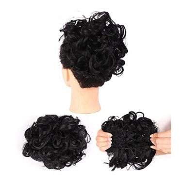 Imagem de Mulheres Bun Scrunchies Extensões de cabelo cacheado bagunçado coque updo peruca chignons pentes fáceis de esticar grampo em extensões de rabo de cavalo para mulheres Pão (Color : Q8-1B)