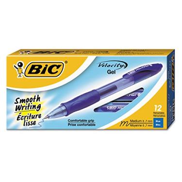 Imagem de BIC Caneta de gel retrátil Velocity Roller Ball, tinta azul, médio, dúzia