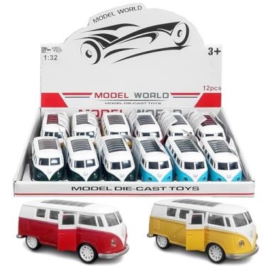 Imagem de Caixa 12 Carrinho em Miniatura Perua Kombi de Ferro Infantil