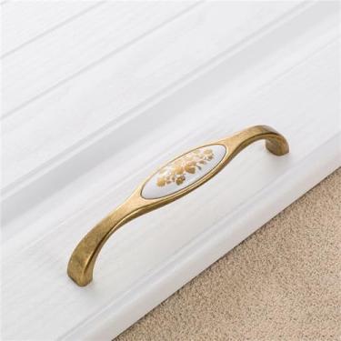 Imagem de Armário de cozinha alça de armazenamento flor de ouro cerâmica maçaneta da porta do armário antigo puxa ferragens, 731,128mm antigo
