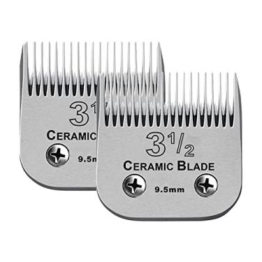 Imagem de 2 pacotes de lâminas de cerâmica de substituição destacáveis profissionais tamanho 3-1/2, comprimento do corte 9,5 mm, compatível com Andis AGC, BDC, BGC, MBG Series/Oster Classic 76/Star-Teq/Power-Teq/A5 Clipper