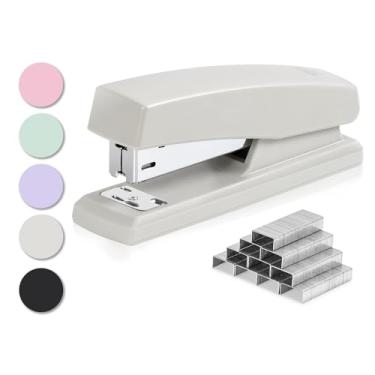 Imagem de Deli Stapler, grampeadores de mesa com 640 grampos, grampeador de escritório, capacidade para 25 folhas, White/2 in 1, Stapler with Staples