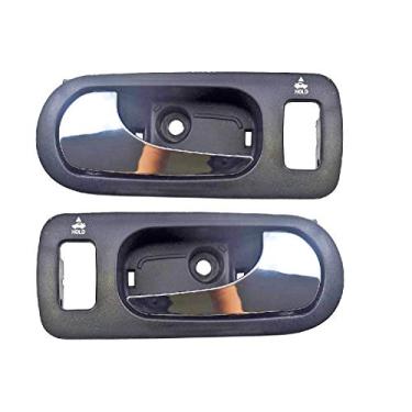 Imagem de PT Auto Warehouse GM-2312MA-FP - Maçaneta interna interna interna, caixa preta (ébano) com alavanca cromada - Par dianteiro esquerdo/direito