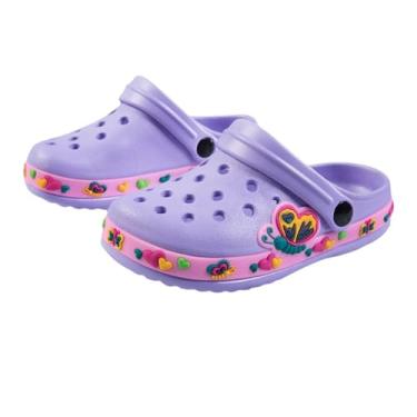 Imagem de OHSNMAKSL Pantufas infantis para jardim, sapatos aquáticos, tênis de desenho animado para meninos e meninas, crianças, praia, piscina, chuveiro, Roxa, 9 Toddler