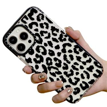 Imagem de LOLAGIGI Capa para iPhone 15 Pro para mulheres, estampa de animal leopardo preto fofo design feminino kawaii padrão de desenho animado estético para meninas adolescentes capa de TPU macio para iPhone 15 Pro (6,1 polegadas)