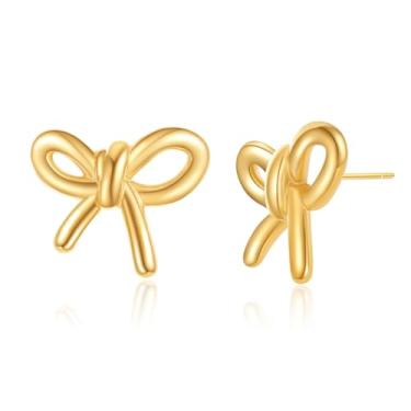 Imagem de Met-edianger Brincos de laço de prata de ouro vintage brincos de nó laço borla pérola strass fita brincos gota joias presentes para mulheres meninas, Aço inoxidável Zinco Cobre, Sem pedra preciosa