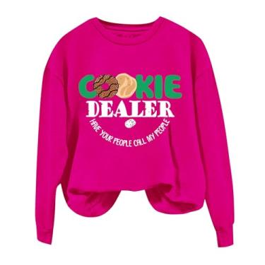 Imagem de Duobla Moletom feminino Mama gola redonda gráfico Cookie Mom moderno casual pulôver manga longa camisetas divertidas suéteres confortáveis, A-3-rosa choque, XXG