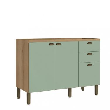 Imagem de Balcão 2 Portas 3 Gavetas 120cm sem Tampo Finesse THB - CAPUCCINO|MENTA