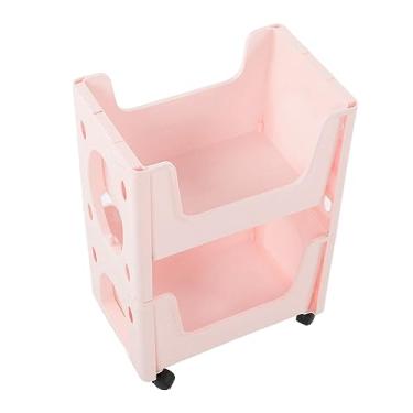 Imagem de Prateleira Móvel, Rodízios Com Fechadura, Carrinho de Armazenamento Plástico Multifuncional de Grande Capacidade para Livros (2 camadas)