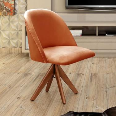 Imagem de Poltrona Decorativa Gaia Giratória Madeira para Sala, Quarto, Recepção Terracota