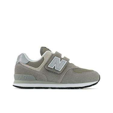 Imagem de New Balance Tênis infantil unissex 574 Core Hook and Loop, Cinza/branco, 1 Little Kid
