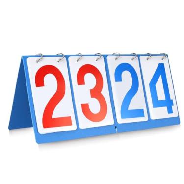 Imagem de SupfulZT Placar de basquete, marcador de pontuação portátil Cornhole, quadro de pontuação flip de mesa com números grandes, placar de vôlei à prova d'água, pontuação para esportes e atividades ao ar