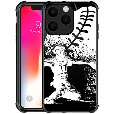 Imagem de CARLOCA Capa compatível com iPhone 14, Baseball_Catcher_at_Home_Plate_with_A_Grunge_Ball Pattern Design para menina menino capa antiarranhões à prova de choque para Apple iPhone 14