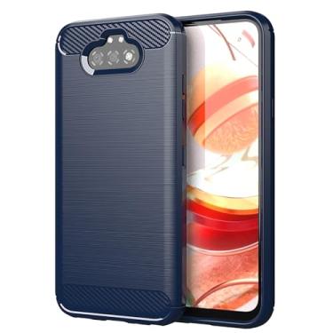 Imagem de EUAGVQY Capa para LG K31 LG Aristo5 LG Aristo5 Plus de fibra de carbono TPU macio antiderrapante durável leve capa protetora para celular para LG K31 (azul)
