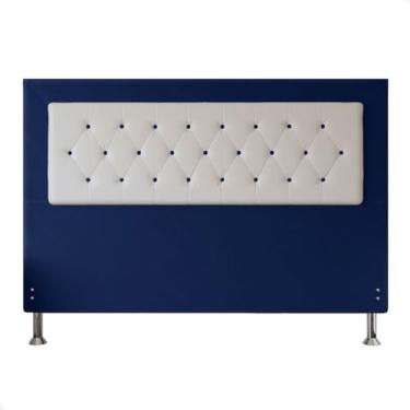 Imagem de Cabeceira King Casal 1,95m Cama Box Estofada Quarto Havana (Suede azul)
