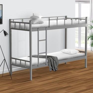 Imagem de Beliche De Ferro Com Colchão Solteiro Reforçado Cinza