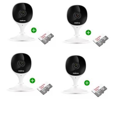 Imagem de kit 4 Câmera Wifi Imx Mibo Full Hd Intelbras Branca C/ Cartao 64gb