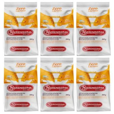 Imagem de 6x Leite Pó Instantâneo Integral Zero Lactose La Serenissima Pacote 30
