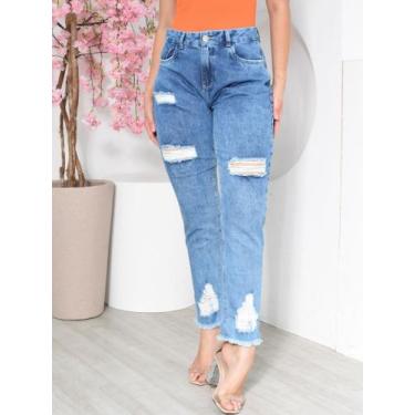 Imagem de Calça Jeans Feminina Mom Destroyd - LOOK JEANS, 34
