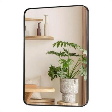 Imagem de Espelho retangular 70x50cm moldura alumínio preto - Woodglass