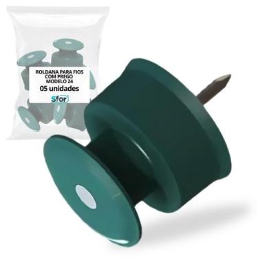 Imagem de Kit c/5 roldana para fios com prego verde modelo 24 sfor - SFORPLAST