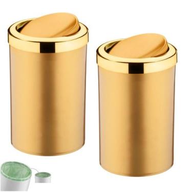 Imagem de Kit 2 Lixeira 8 Litros Tampa Cesto De Lixo Basculante Para Cozinha Ban