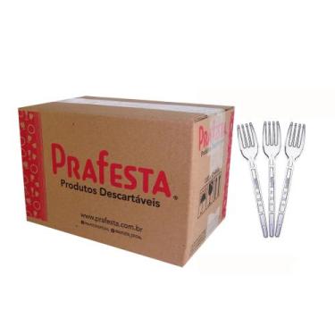 Imagem de Garfo Plástico Sobremesa Descartável C/1000 Unidades cristal - prafest