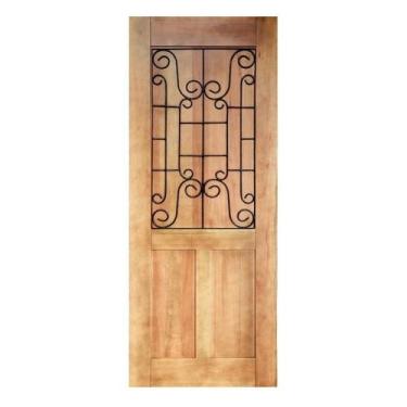 Imagem de Folha de Porta Madeira Maciça Meia Grade Noruega 80x210x3,5cm Cedro Ro