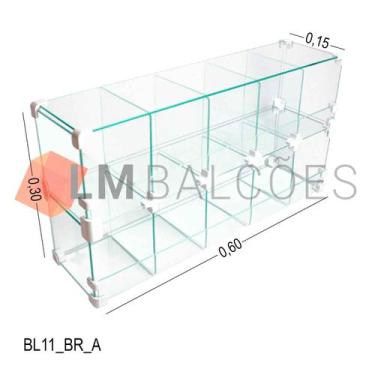 Imagem de Baleiro Expositor Branco de Vidro - 0,60 x 0,30 x 0,15m - LM Balcoes