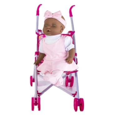 Imagem de Kit Boneca Judy Negra Minha 1ª Oração + Carrinho Brinquedo - Milk Brin