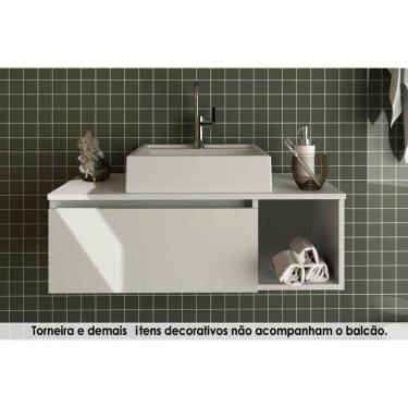 Imagem de Conjunto de Banheiro Balcão Suspenso BN3601 c/ Cuba BN3600 80cm Branco - Tecno Mobili