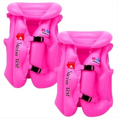 Imagem de kit 2 coletes infantil piscina praia boia inflavel ajustavel para meni