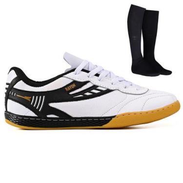 Imagem de Chuteira Futsal Profissional Masculina em Couro Futebol de Salao Quadr