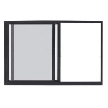 Imagem de Janela 2 folhas 1,00x1,00 sem grade no alumínio preto - Comercial Pais