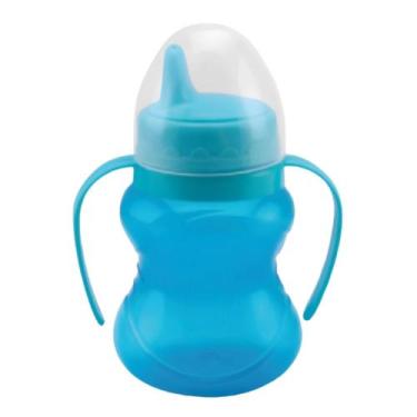 Imagem de Copo de Treinamento 240ml Bico Rigido Válvula Redutora - LISO Azul e R