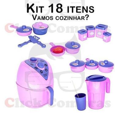 Imagem de Cozinha Infantil Air Fryer Panelinhas Jarra Potinhos 18pç - Altimar