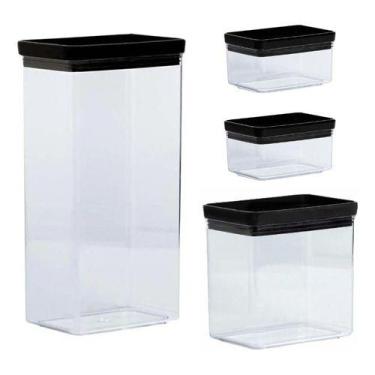 Imagem de Kit 4 Potes Mantimentos Alimento Hermético Acrílico - Paramount