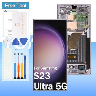 Imagem de [Versão dos EUA] Yondista para Samsung Galaxy S23 Ultra 5G Display LCD de 6,8 polegadas OLED SM-S918U S918A S918W Montagem digitalizador de toque de substituição com ferramentas (rosa com moldura)