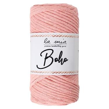 Imagem de 1 cordão de macramê de algodão Boho La Mia Skein, fio 100% algodão para projetos de macramê, 250 g (8,8 oz) / 75 m (82 jardas), salmão claro - L018