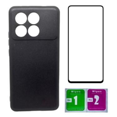 Imagem de Capa Preta Aveludada Para Poco X6 Pro 5g + Pelicula Vidro 3D - Mustang