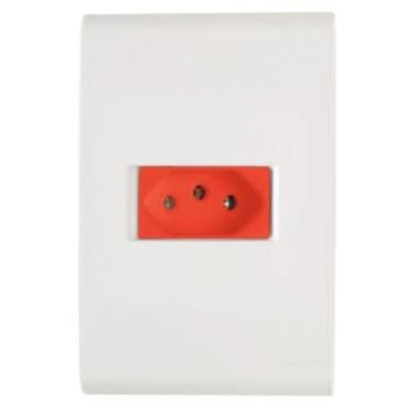 Imagem de Cj 4x2 1 Tomada 2P+T 20A Branco e Vermelho LIZ TRAMONTINA