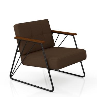 Imagem de Poltrona Estofada Columbia Estilo Industrial Preto/marrom - M.a